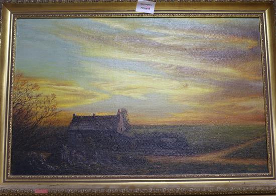 A G Rose oil Cottage at sunset 36 x55cms